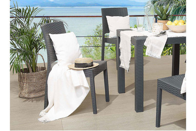 Image of Beliani Gartenstuhl Rattanoptik graphitgrau 4er Set Fossano bei JUMBO