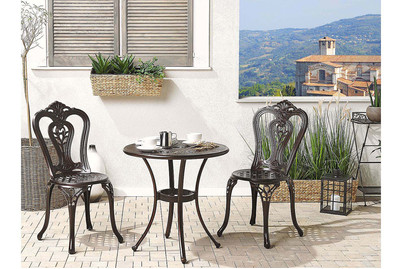 Image of Beliani Gartentisch braun Aluminium ⌀ 65 cm Bovino bei JUMBO