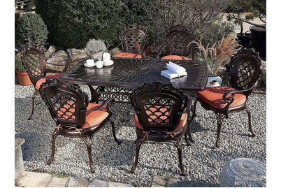 Image of Beliani Gartentisch dunkelbraun Aluminium 102x165 cm Lizzano bei JUMBO