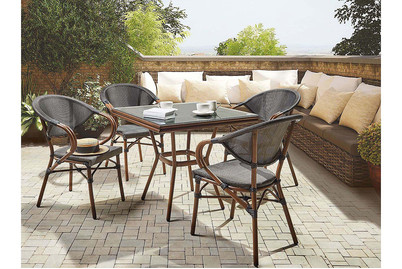 Image of Beliani Gartenmöbel Set Aluminium schwarz 4-Sitzer Stühle grau Caspri bei JUMBO