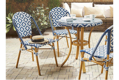 Image of Beliani Rattanstuhl blau / weiss 4er Set Rifreddo bei JUMBO