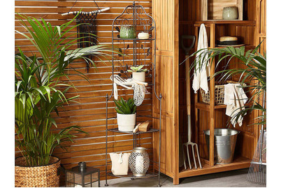 Image of Beliani Eckregal schwarz Metall 4 Ablageflächen klappbar Siderno bei JUMBO