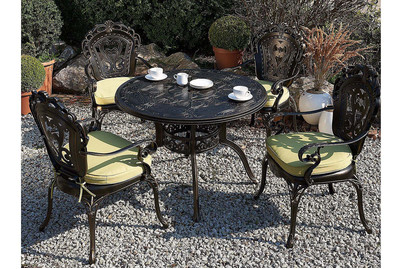 Image of Beliani Gartentisch dunkelbraun Aluminium ⌀ 100 cm Sapri bei JUMBO