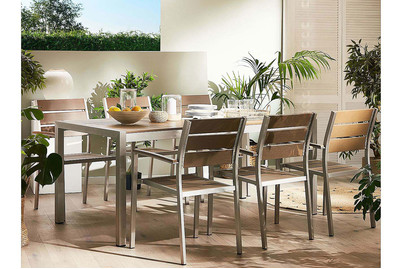 Image of Beliani Gartentisch Aluminium braun 180 x 90 cm Vernio bei JUMBO