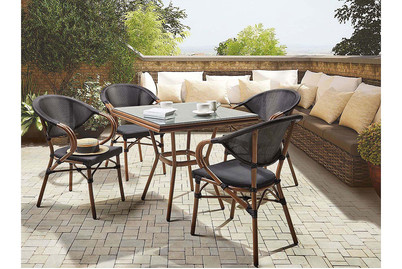 Image of Beliani Gartenmöbel Set Aluminium grau 4-Sitzer Stühle schwarz Caspri bei JUMBO