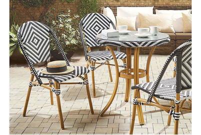 Image of Beliani Rattanstuhl schwarz / weiss 4er Set Rifreddo bei JUMBO