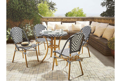 Image of Beliani Gartentisch Rattan schwarz / weiss ø 70 cm Rifreddo bei JUMBO
