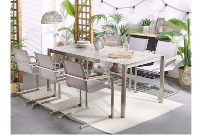 Image of Beliani Gartenstuhl Edelstahl beige 6er Set Cosoleto bei JUMBO