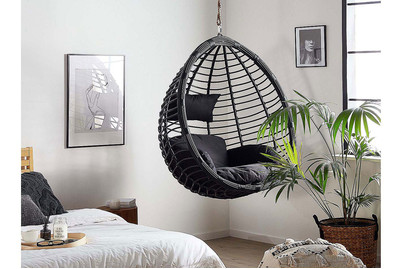 Image of Beliani Hängesessel Rattan schwarz ø 106 cm Tollo bei JUMBO