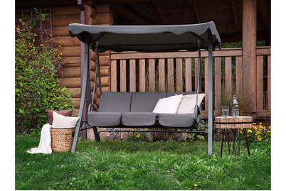 Image of Beliani Gartenschaukel Sonnendach grau Garbo bei JUMBO