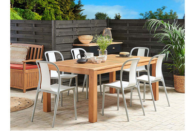 Image of Beliani Gartenstuhl Kunststoff weiss / grau 6er Set Spezia bei JUMBO