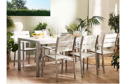 Image of Beliani Gartenstuhl Kunstholz weiss 6er Set Vernio bei JUMBO