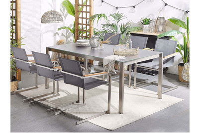 Image of Beliani Gartenstuhl Edelstahl grau 6er Set Cosoleto bei JUMBO