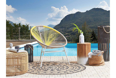 Image of Beliani Rattanstuhl Kunststoff beige / gelb ø 76 cm Acapulco bei JUMBO