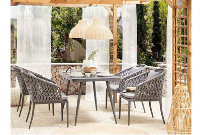 Image of Beliani Gartenmöbel Set Aluminium / Flechtseil grau 4-Sitzer Lipari bei JUMBO