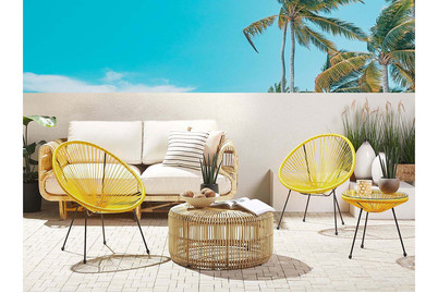 Image of Beliani Rattanmöbel Set Kunststoff gelb Acapulco II bei JUMBO