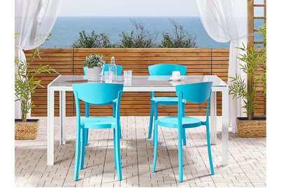 Image of Beliani Esszimmerstuhl Kunststoff blau 4er Set Vieste bei JUMBO