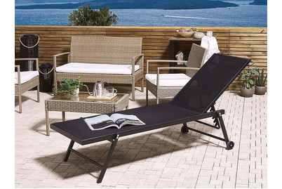 Image of Beliani Gartenliege Aluminium Textilbespannung schwarz Portofino bei JUMBO