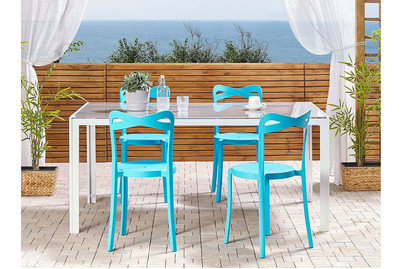 Image of Beliani Esszimmerstuhl Kunststoff blau 4er Set Camogli bei JUMBO