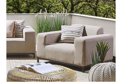 Image of Beliani Sessel Polsterbezug beige / schwarzes Gestell 2er Set Rovigo bei JUMBO