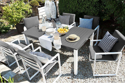 Image of Beliani Gartenmöbel Set Aluminium dunkelgrau 6-Sitzer Pancole bei JUMBO