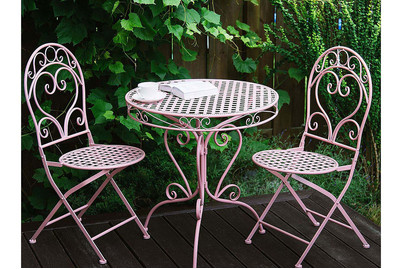 Image of Beliani Balkonset rosa Metall 2 Stühle Albinia bei JUMBO