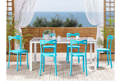 Image of Beliani Esszimmerstuhl Kunststoff blau 6er Set Camogli bei JUMBO