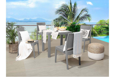 Image of Beliani Gartentisch Rattanoptik hellgrau 80 x 80 cm Fossano bei JUMBO