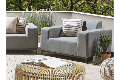 Image of Beliani Sessel Polsterbezug grau / schwarzes Gestell 2er Set Rovigo bei JUMBO