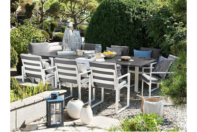 Image of Beliani Gartenmöbel Set Aluminium dunkelgrau 8-Sitzer Pancole bei JUMBO