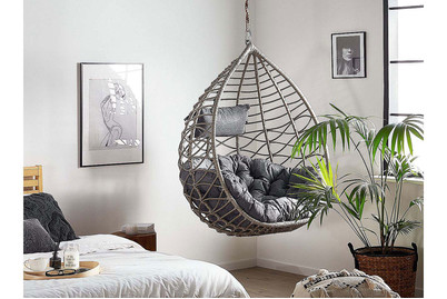 Image of Beliani Hängesessel Rattan grau ø 97 cm Arsita bei JUMBO