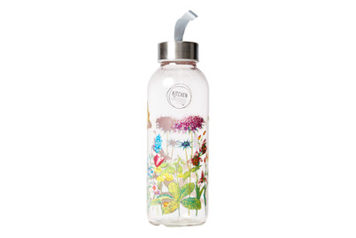 Image of Trinkflasche Glas Blumendecor 2As.19Cm bei JUMBO