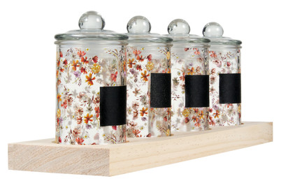 Image of Einmachglaeser Holz Set4 Dekor 13Cm bei JUMBO