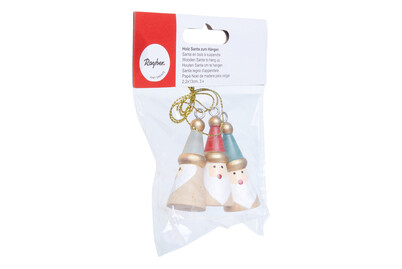 Image of Holz Santa zum Hängen, 2,2x13cm, sortiert, SB-Btl. 3Stück bei JUMBO