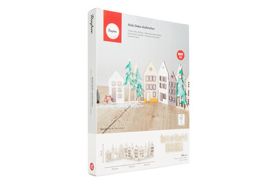 Image of Holz Deko Aufsteller, FSC Mix Credit, 3x 20,2x10,5cm, 64tlg., Häuser, Box 1Set