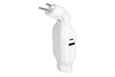 Image of Abzeigstecker USB Typ A+C 1xTyp13 weiss bei JUMBO