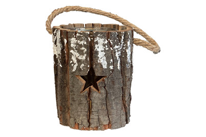 Image of Windlicht Holz/Glas Stern ØxH 13.5x16cm bei JUMBO