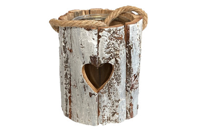 Image of Windlicht Holz/Glas Herz ØxH 13.5x16cm bei JUMBO
