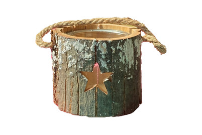 Image of Windlicht Holz/Glas Stern ØxH 13.5x11cm bei JUMBO