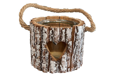 Image of Windlicht Holz/Glas Herz ØxH 13.5x11cm bei JUMBO