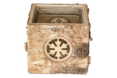 Image of Windlicht Holz/Glas Schneefl. 12x12x11cm bei JUMBO