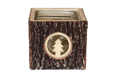 Image of Windlicht Holz/Glas Tannenb. 12x12x11cm bei JUMBO