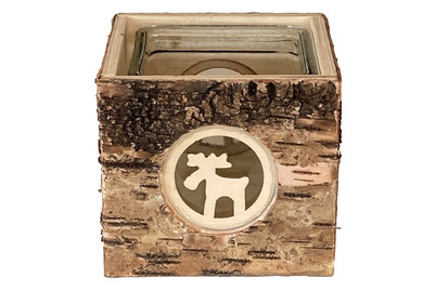 Image of Windlicht Holz/Glas Elch 12x12x11cm bei JUMBO