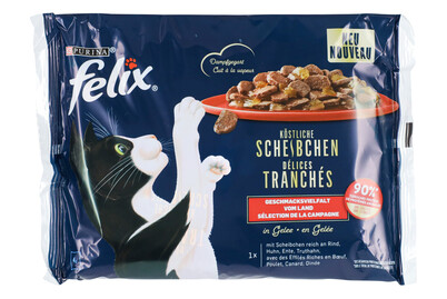 Image of Felix Delicious Slices Katzenfutter in Gelee Fleisch 4x80g