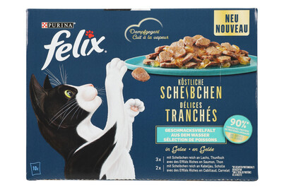 Image of Felix Delicious Slices Katzenfutter in Gelee Fisch 10x80g