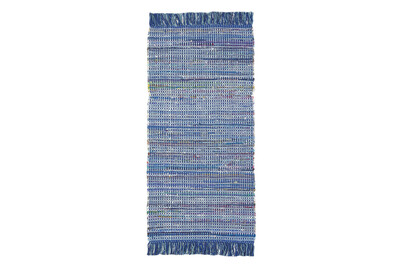 Image of andiamo Teppich Frida handgewebt blau 60 x 120 cm