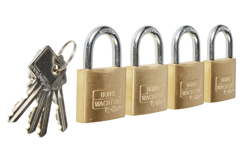 BURG-WÄCHTER Cadenas à Cylindre Boccia 450 30 4 SB – Anse 8 Mm, 6 Clés, Corps Laiton – Sécurité Élevée