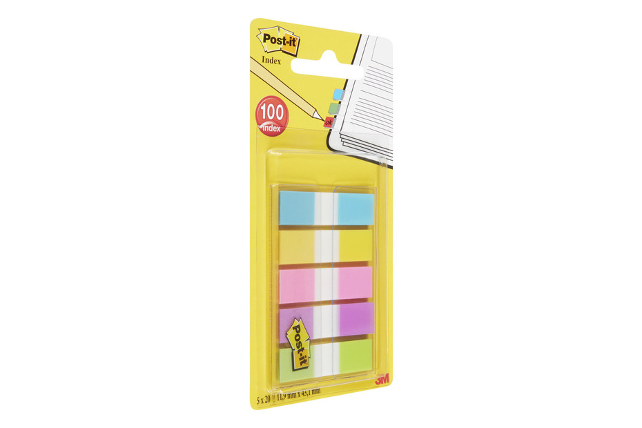 Marque-Pages En Papier Post-It®, Couleurs Néon Assorties, 20 mm x 38 mm, 50  Feuilles/Bloc, 4 Blocs/Paquet