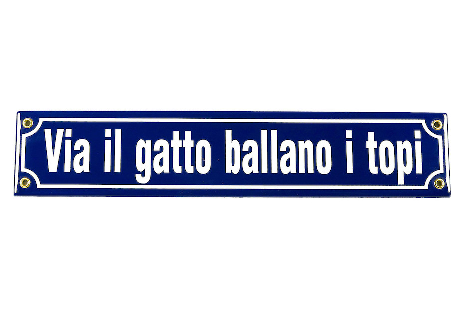 Münder Email Schild Via il gatto ballano i topi 40 × 0.5 cm kaufen