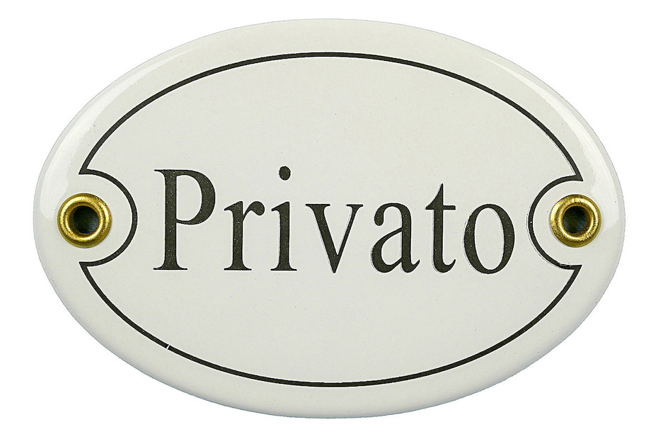 Targhetta 'Privato' In Alluminio Anodizzato Oro - Ø75mm, Autoadesiva, Made In Germany